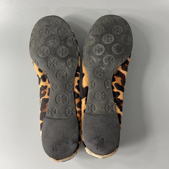 Tory Burch Brown Abbey Ballerina w/Tassel Leather Leopard Slip-on Flats, 8.5 - Picture 8 of 12